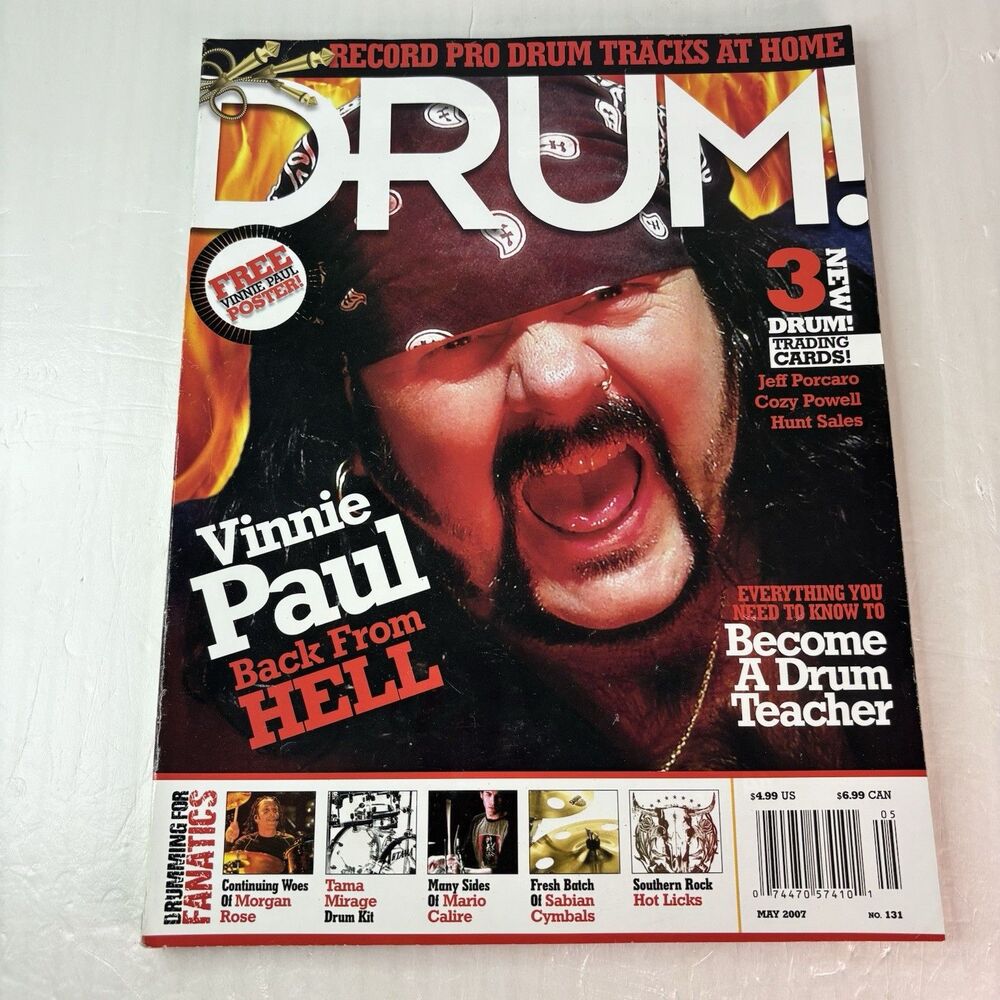 Drum! Magazine May 2007 Vinnie Paul Pantera (Poster and Trading Cards Intact)